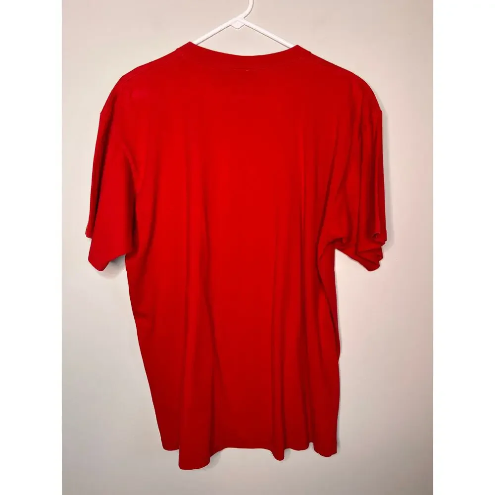 1990s Nike White Tag Travis Scott Red Check Mark Logo Streetwear T-Shirt L